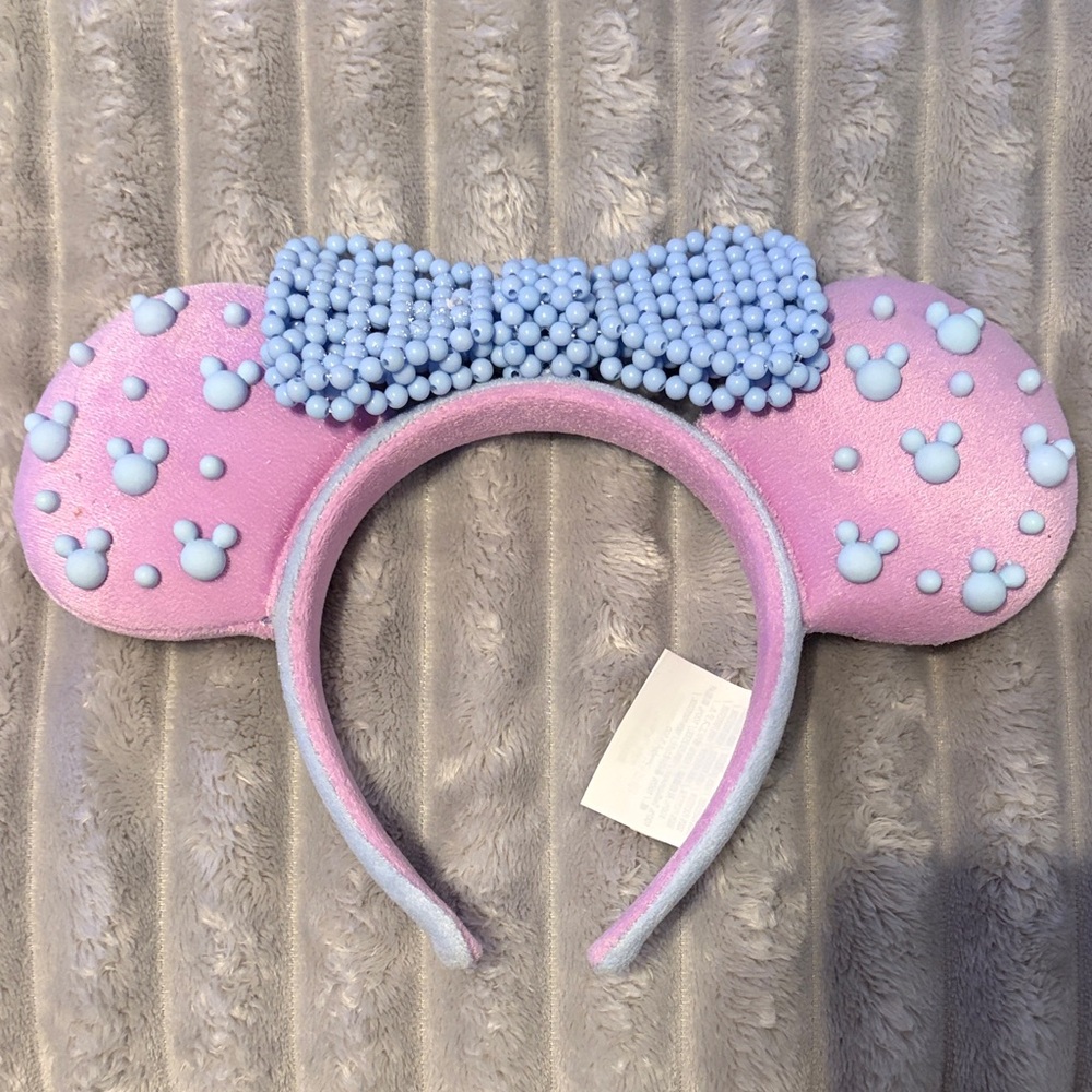 Disney Minnie Mouse Pink Headband with Blue Bow